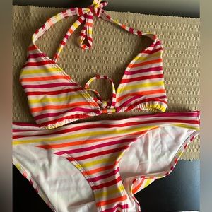Arizona Neon Striped Bikini EUC